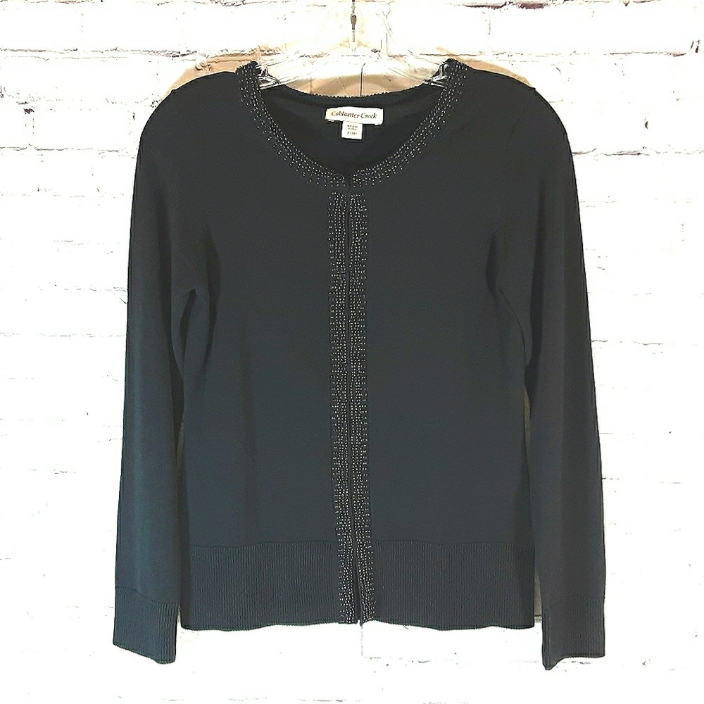 Coldwater Creek Beaded Cardigan Sweater Black XS/4